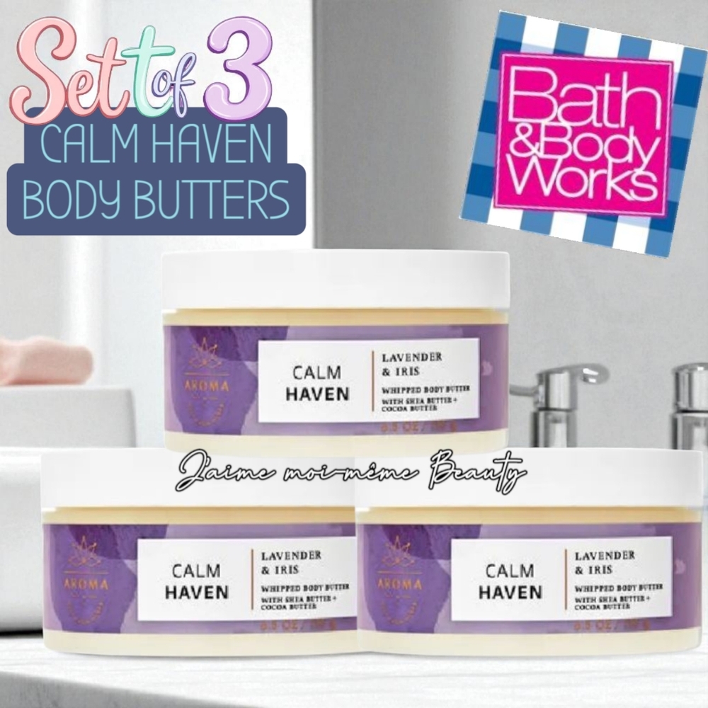 Bath & Body Works Calm Haven Lavender & Iris Whipped Body Butter Set Of 3